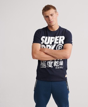 Superdry Lightning Strike Férfi Pólók Sötétkék | BKNTR9234